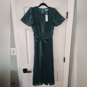 Baltic Born Green Pleated Midi Dress (Mindy) NWT